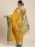 Thumbnail for Saree Mall Mustard Zari Silk Blend Uppada Sarees - Distacart