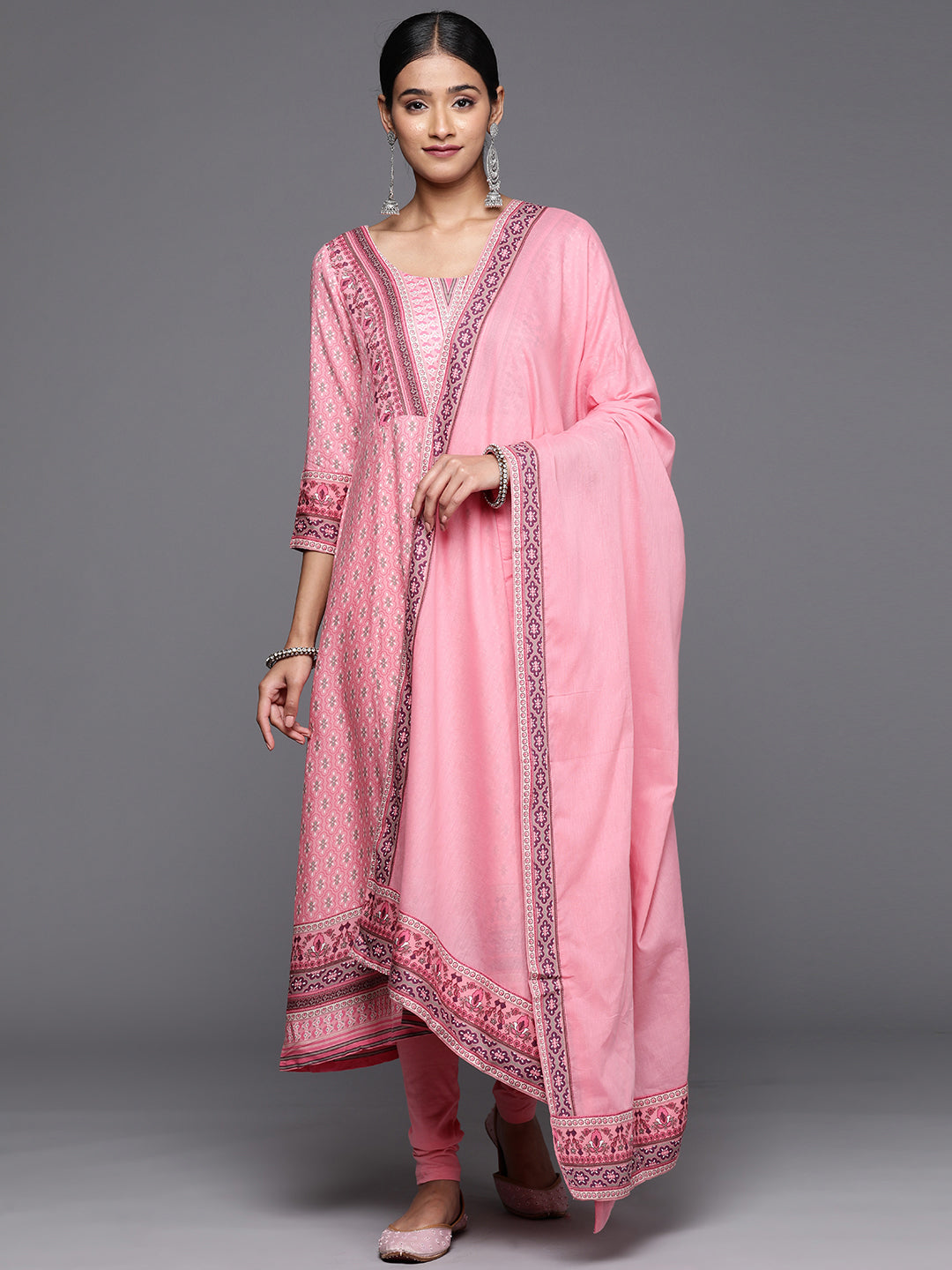 Biba Women Ethnic Motifs Printed Regular Kurta with Churidar & Dupatta - Distacart