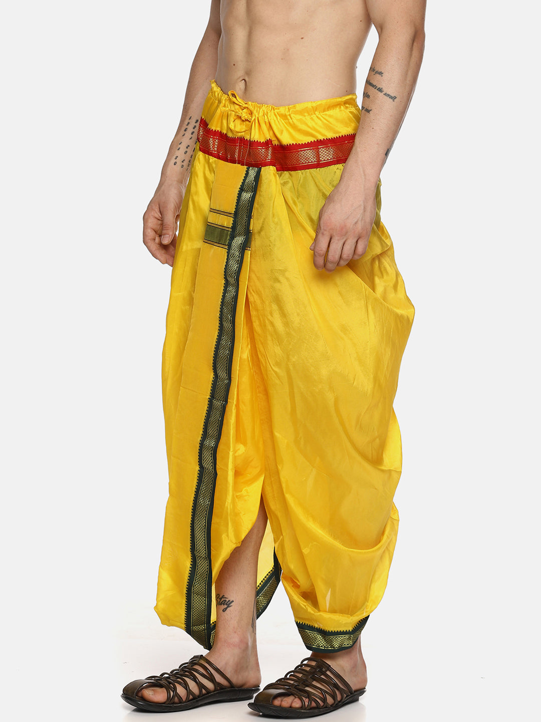 Sethukrishna Men Yellow Solid Readymade Dhoti Pants - Distacart