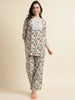 Grey Poly Crepe Digital Printed Top with Matching Bottom - Preeti - Distacart