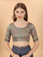 Thumbnail for Kalini Grey & Red Zari Pure Silk Saree - Distacart