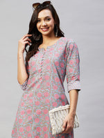 Thumbnail for Kalini Women Grey Floral Printed Kurta with Trousers - Distacart