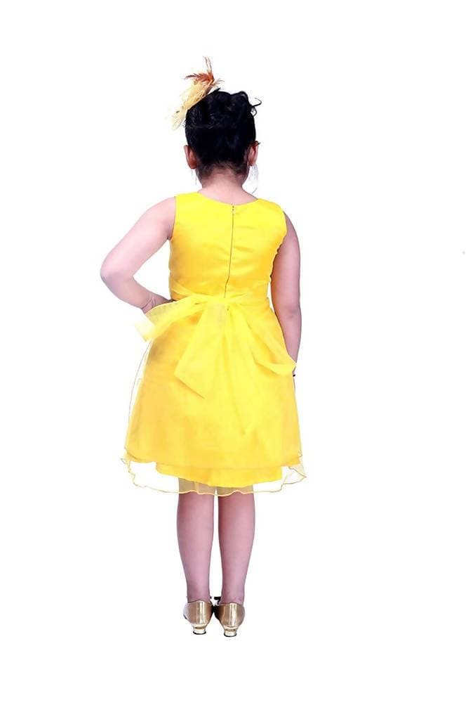 Asmaani Baby Girl's Yellow Color Satin Knee Length Frock (AS-DRESS_22141) - Distacart