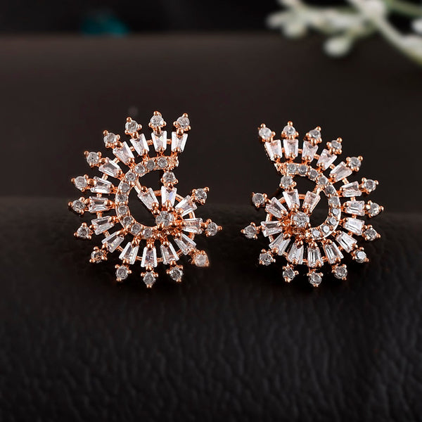 Shoshaa Rose Gold Contemporary Studs Earrings - Distacart