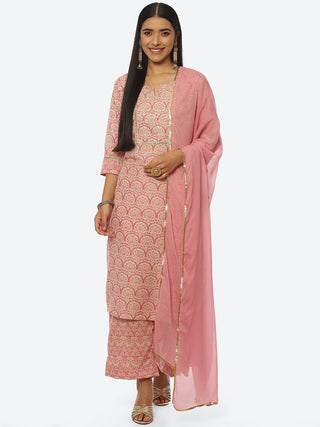 Biba Women Ethnic Motifs Printed Kurta with Palazzos & Dupatta - Distacart