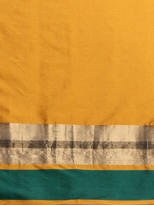 Saree Mall Mustard Yellow & Green Solid Saree - Distacart