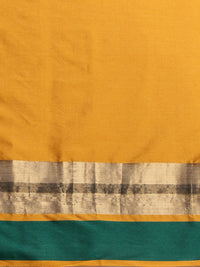 Thumbnail for Saree Mall Mustard Yellow & Green Solid Saree - Distacart