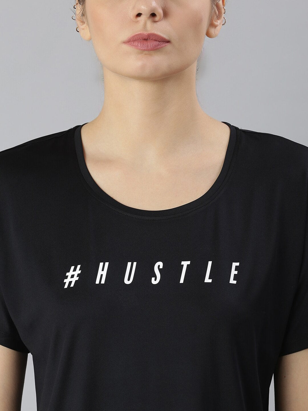 MKH Typography Printed Round Neck Crop Sports T-shirt - Distacart