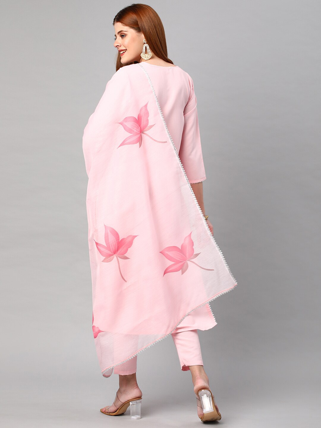Kalini Women Pink Kurta with Trousers & With Dupatta - Distacart