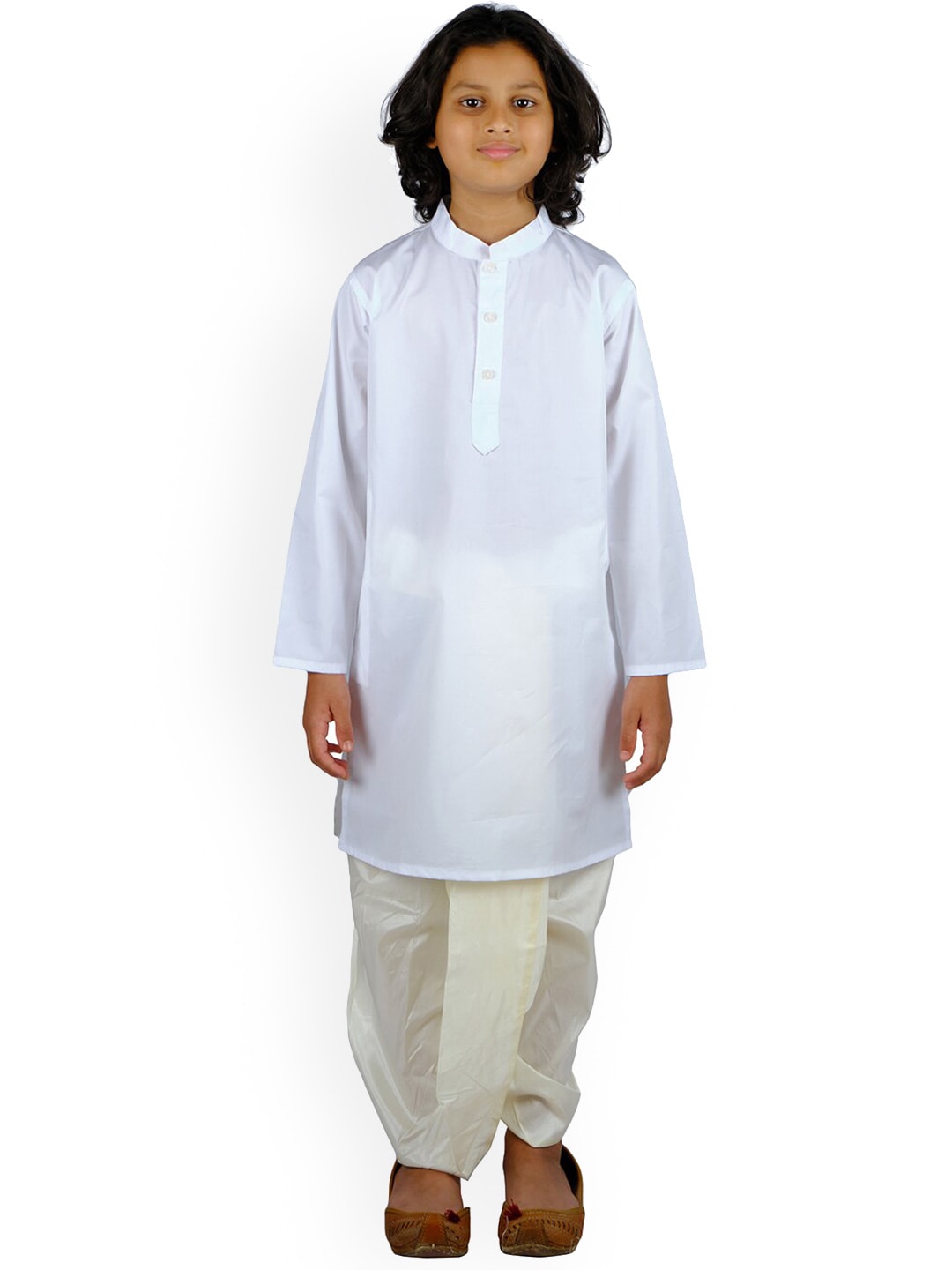 Sethukrishna Boys White Solid Pure Cotton Kurta With Dhoti Pant - Distacart