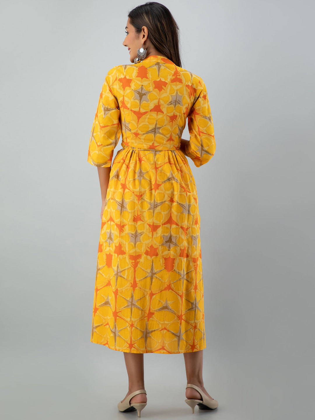 Kalini Women Yellow & Orange Ethnic Motifs Printed Anarkali Kurta - Distacart