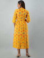 Thumbnail for Kalini Women Yellow & Orange Ethnic Motifs Printed Anarkali Kurta - Distacart