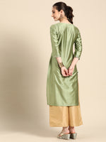 Thumbnail for Sangria Women Floral Embroidered Thread Work Pastels Kurta - Distacart