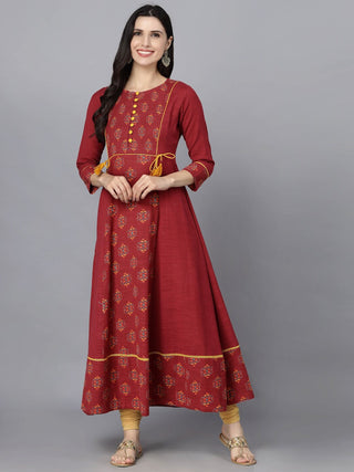 HERE&NOW Women Ethnic Motifs Printed Anarkali Kurta - Distacart