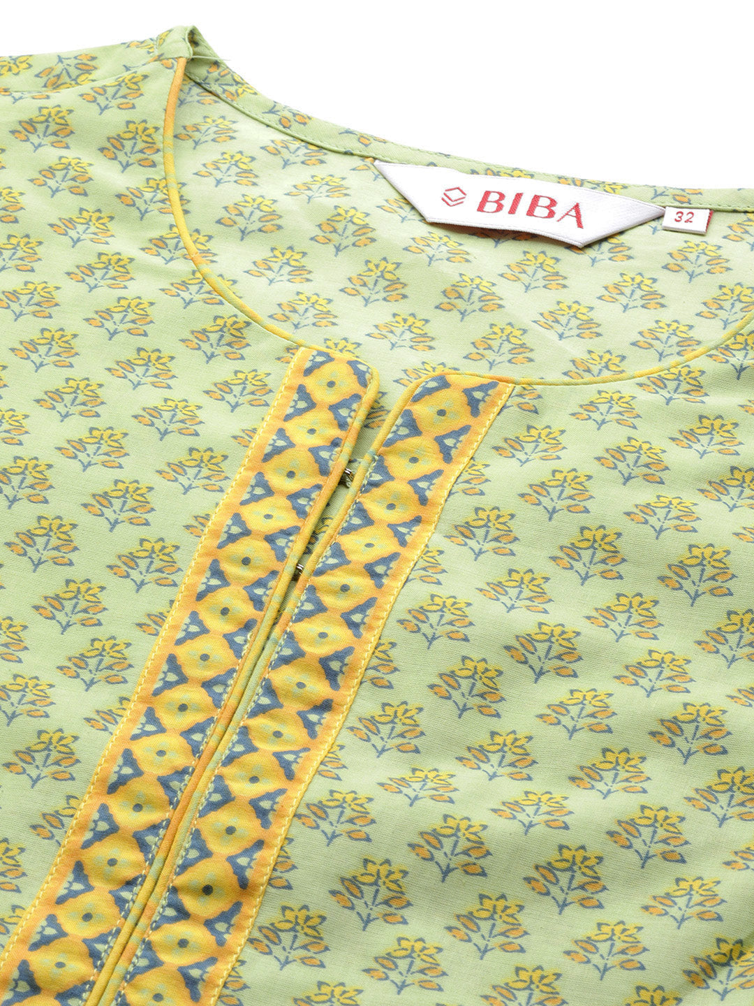 Biba Pure Cotton Printed Straight Kurta with Palazzos - Distacart