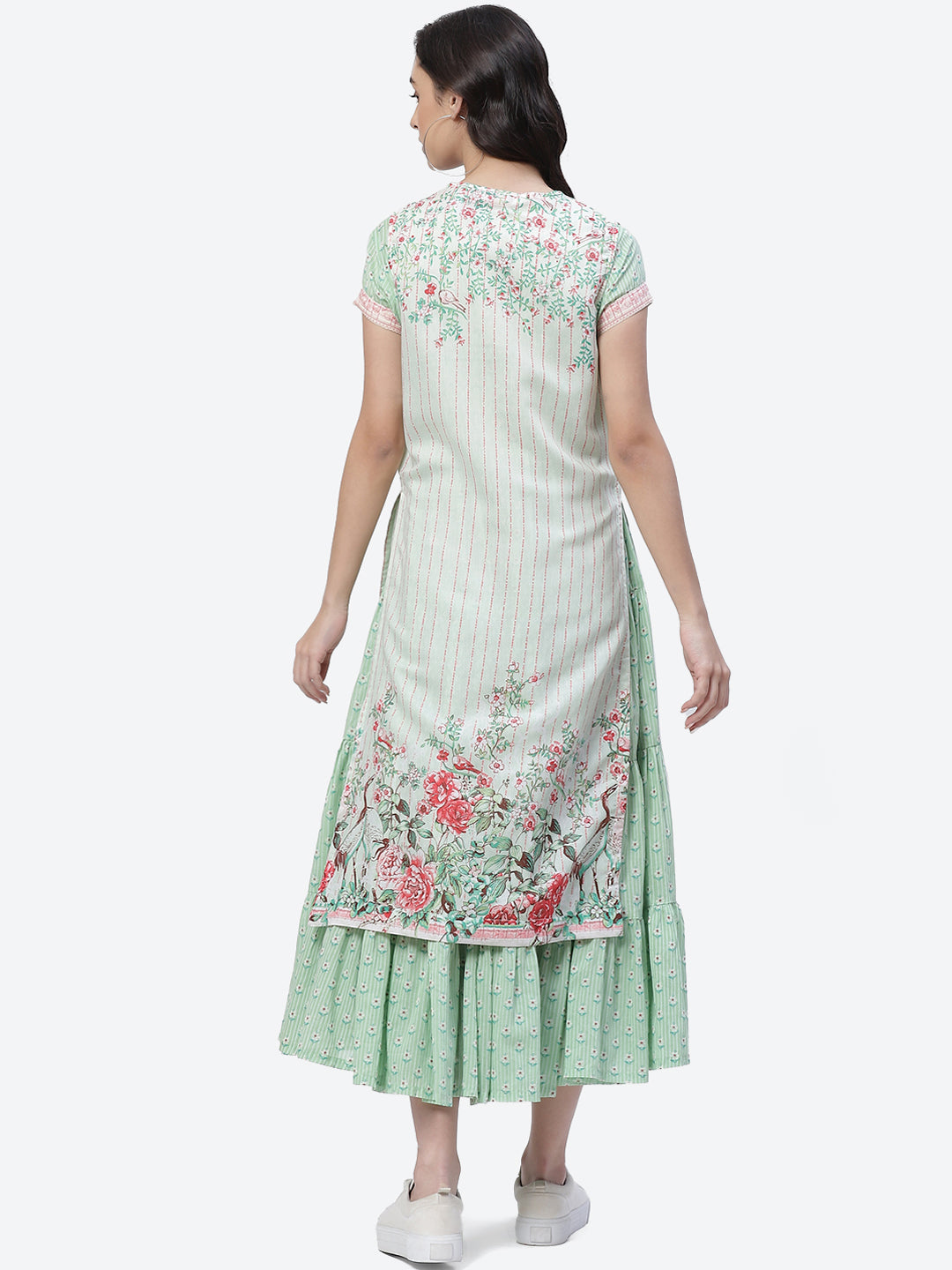 Biba Women Green Floral Anarkali Kurta - Distacart