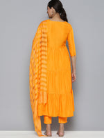 Thumbnail for HERE&NOW Women Yellow Embroidered Kurta with Trousers & With Dupatta - Distacart