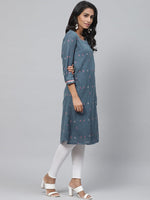 Thumbnail for Biba Women Blue & White Checked A-Line Kurta - Distacart