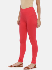 Thumbnail for Souchii Red Solid Slim-Fit Churidar-Length Leggings - Distacart