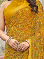 Thumbnail for Kalini Paisley Printed Pure Chiffon Dabu Saree - Distacart