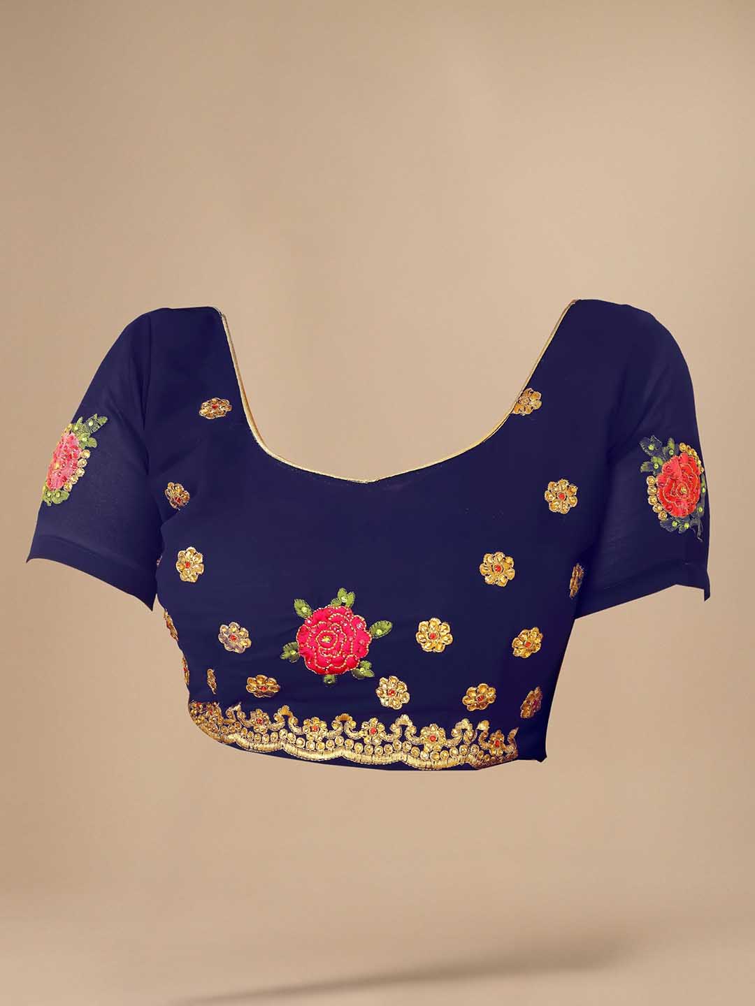 Kalini Floral Embroidered Pure Georgette Saree - Distacart