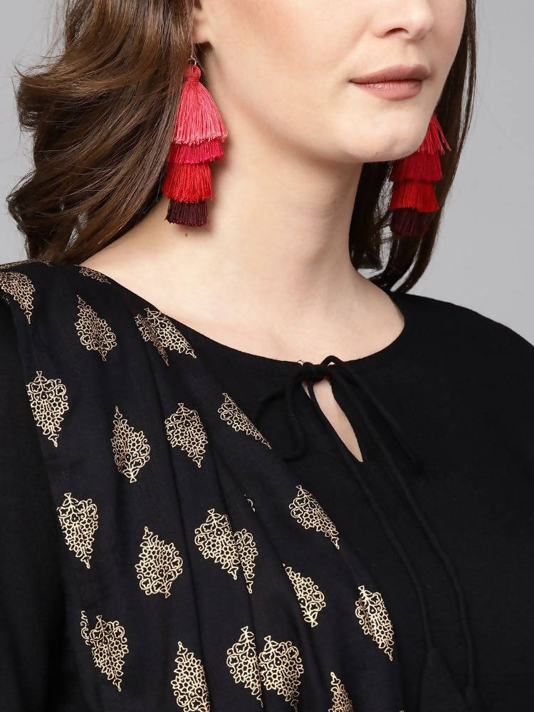 Yufta Women Black Solid Kurta with Palazzo & Dupatta
