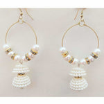 Thumbnail for Beautiful Party Wear White Pearl Ring Jhumka Earrings