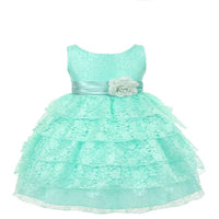 Thumbnail for Asmaani Baby Girl's Aqua Blue Colour Satin A-Line Maxi Full Length Dress (AS-DRESS_22108) - Distacart