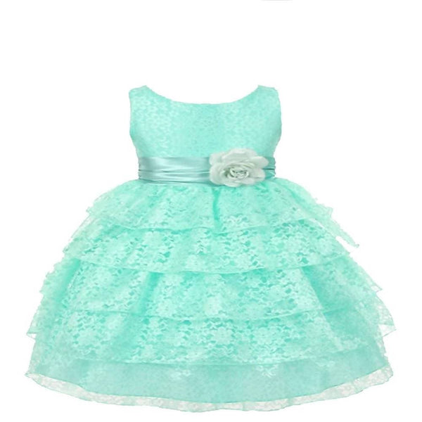 Asmaani Baby Girl's Aqua Blue Colour Satin A-Line Maxi Full Length Dress (AS-DRESS_22108) - Distacart