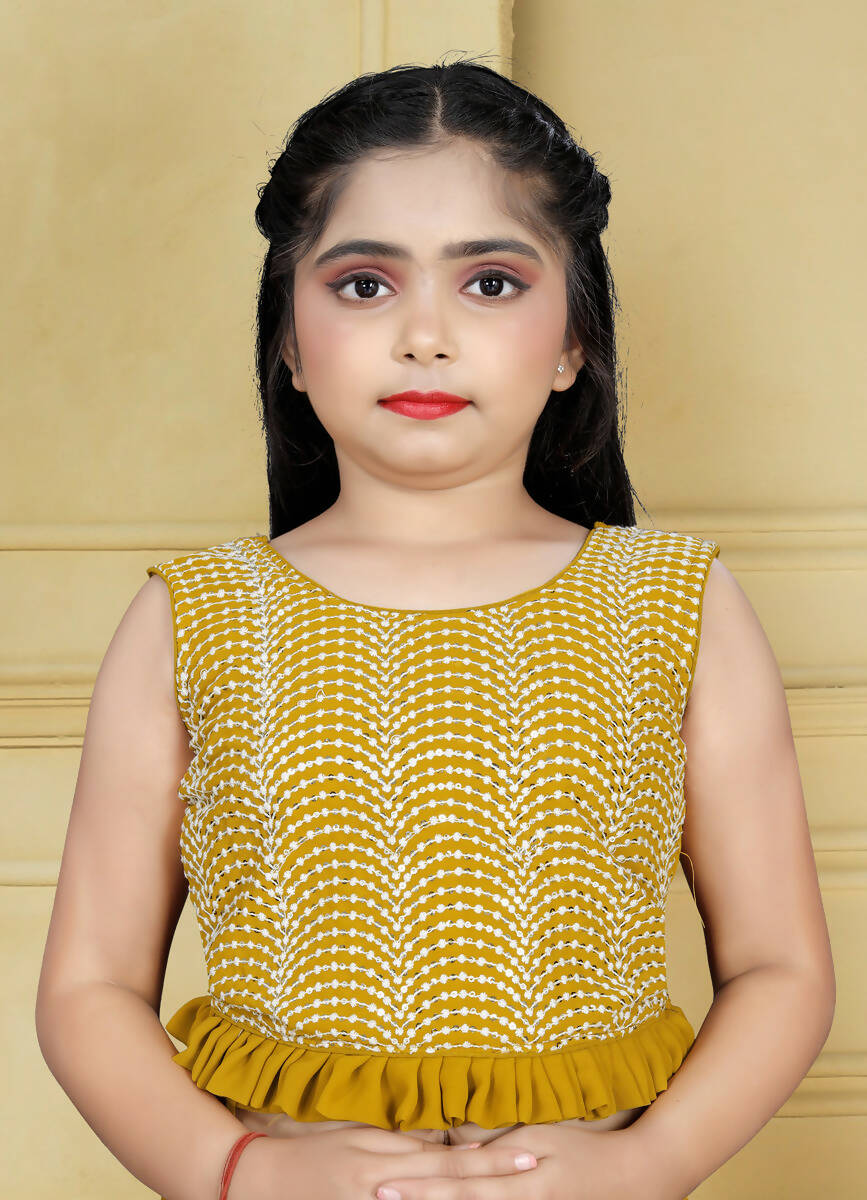 Wedding Designer Yellow Georgette Kidswear Lehenga - Aaradhna - Distacart