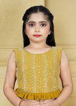 Thumbnail for Wedding Designer Yellow Georgette Kidswear Lehenga - Aaradhna - Distacart