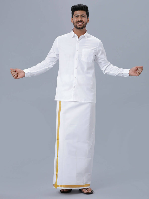 Ramraj Cotton Mens Full Sleeve Formal Poly cotton White Shirt - Distacart