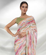 Thumbnail for Pink Georgette Sequence Embroidery Saree With Unstitched Blouse Piece - Rajal - Distacart