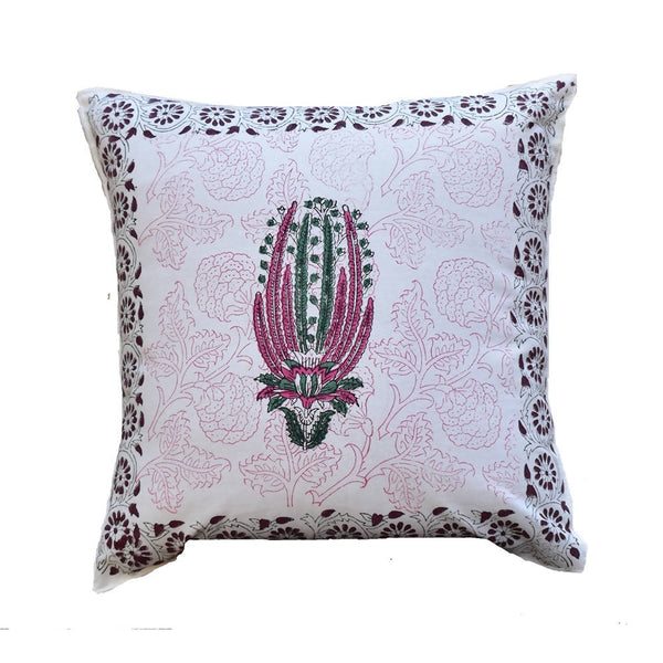 The Decor Nook Pink Cactus Print With Dark Brown Border Cushion Cover - Distacart