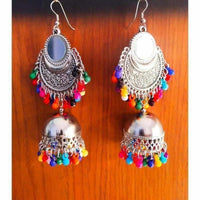 Thumbnail for Stylish Fashion Mirror Jhumki Fancy Party Multi Color Beads Tassel Earrings