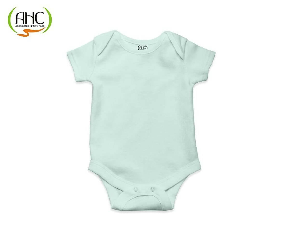 AHC Soft Cotton Short-Sleeve Bodysuits Solid Onesies New Born Infant Dress - Blue/Grey/Green - Distacart