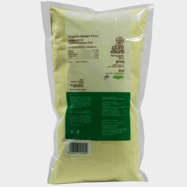 Pure and Sure Organic Gram Flour (Besan) 500gm back image