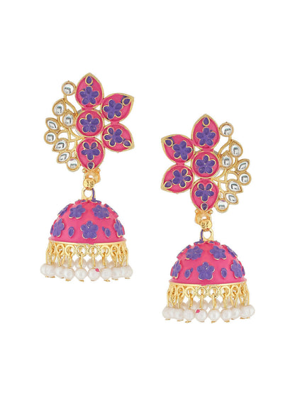 NVR Women Pink Dome Shaped Jhumka Earrings - Distacart