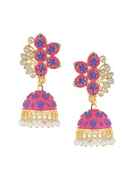 Thumbnail for NVR Women Pink Dome Shaped Jhumka Earrings - Distacart
