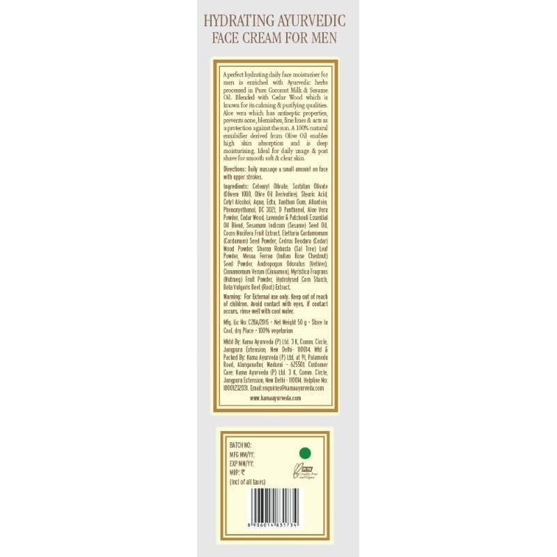 Kama Ayurveda Hydrating Ayurvedic Face Cream For Men Ingredients