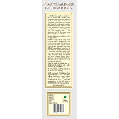Kama Ayurveda Hydrating Ayurvedic Face Cream For Men Ingredients