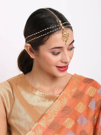 Thumbnail for Gold-Plated White Kundan Studded Matha Patti - Ruby Raang - Distacart