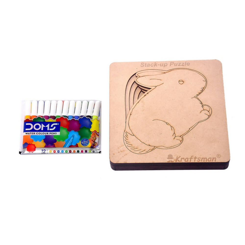 Kraftsman Stack Up Puzzles/ Layered Puzzle Bunny Shape For Kids | Color Kit Included | 6 Pieces Puzzle - Distacart