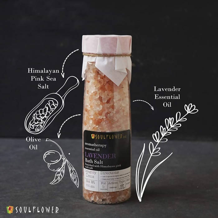 Soulflower Aromatherapy Essential Oil Lavender Bath Salt Enriched With Himalayan Pink Rock Salt - Distacart