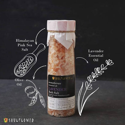 Soulflower Aromatherapy Essential Oil Lavender Bath Salt Enriched With Himalayan Pink Rock Salt - Distacart