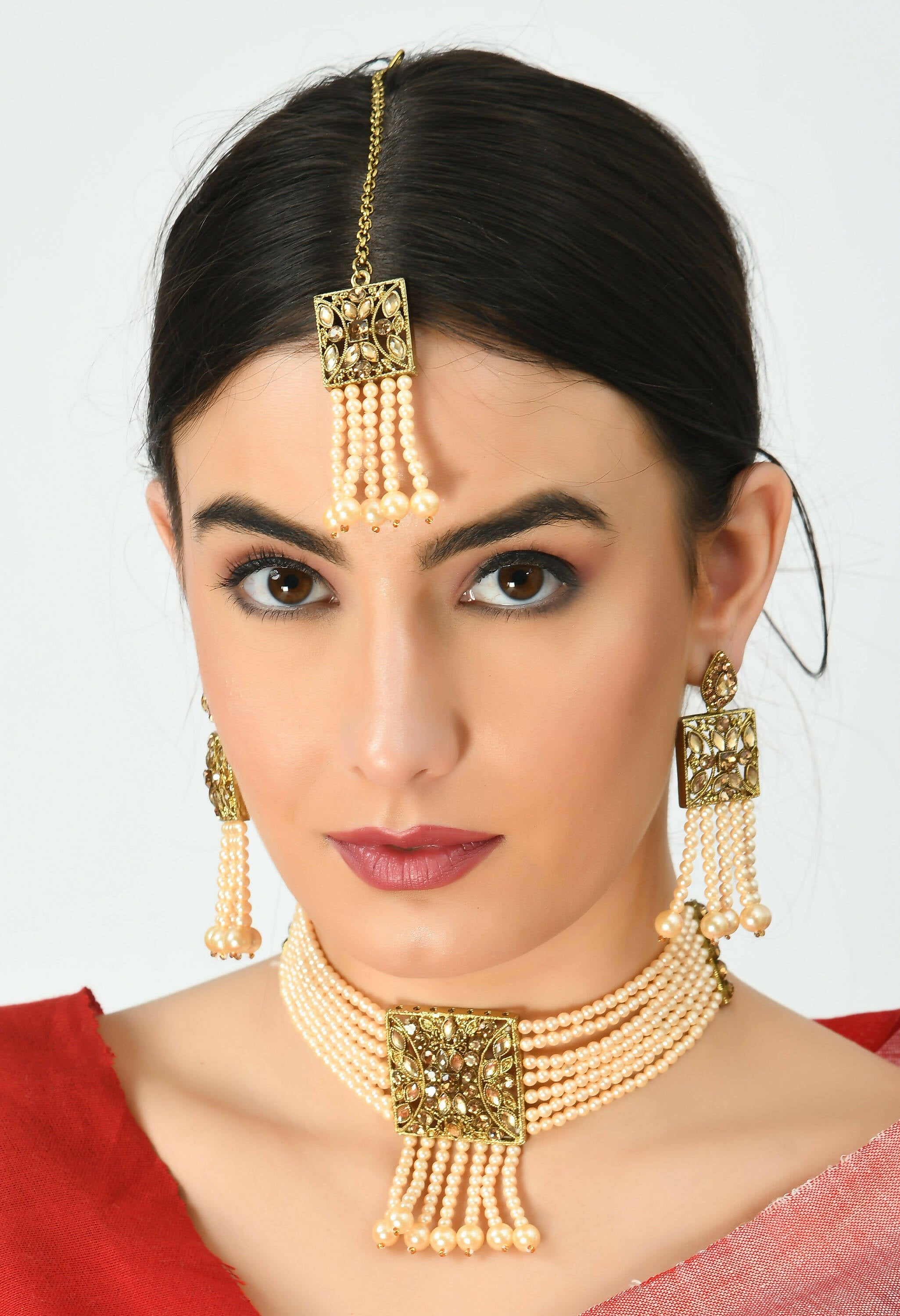 Mominos Fashion Johar Kamal Off White Color Kundan & Pearls Necklace Set - Distacart