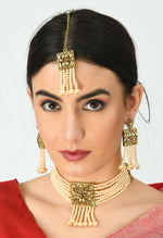 Thumbnail for Mominos Fashion Johar Kamal Off White Color Kundan & Pearls Necklace Set - Distacart