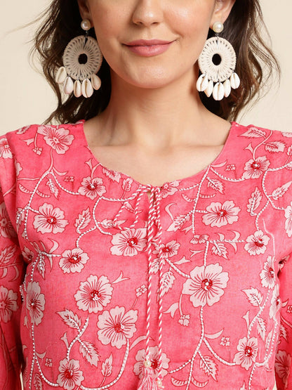 Pink Cotton Floral Printed Top - Himanshi - Distacart
