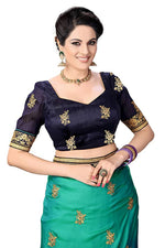 Thumbnail for Sarvadarshi Fashion Women's Blue Barfi Silk Heavy lace Embroidery work Saree With blouse piece