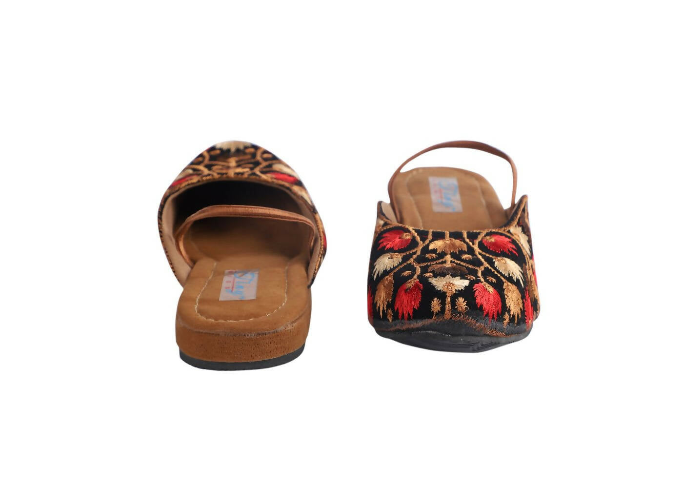Tiny Bugs Girls Embroidered Strap Ethnic Mojaris - Black - Distacart